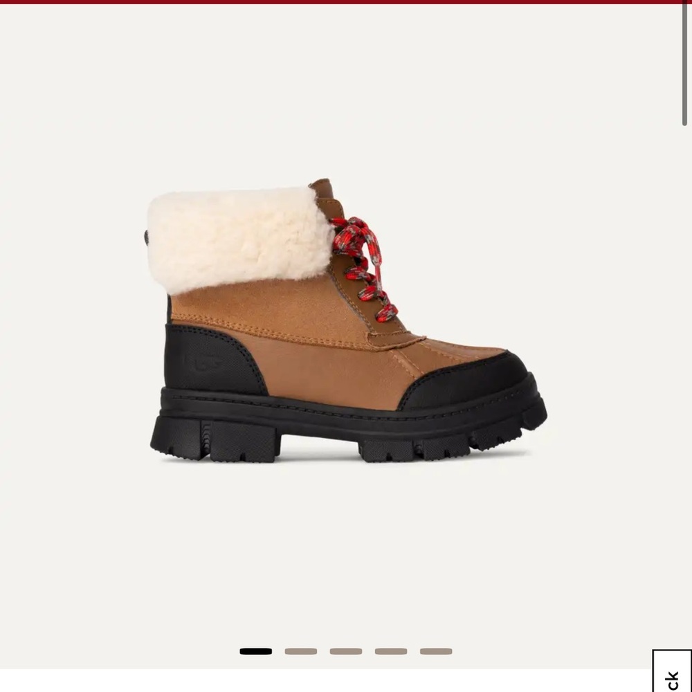 UGG Ashton Addie Snow Boots Chestnut Brow/Black Boys Girls 2Y - Picture 5 of 12